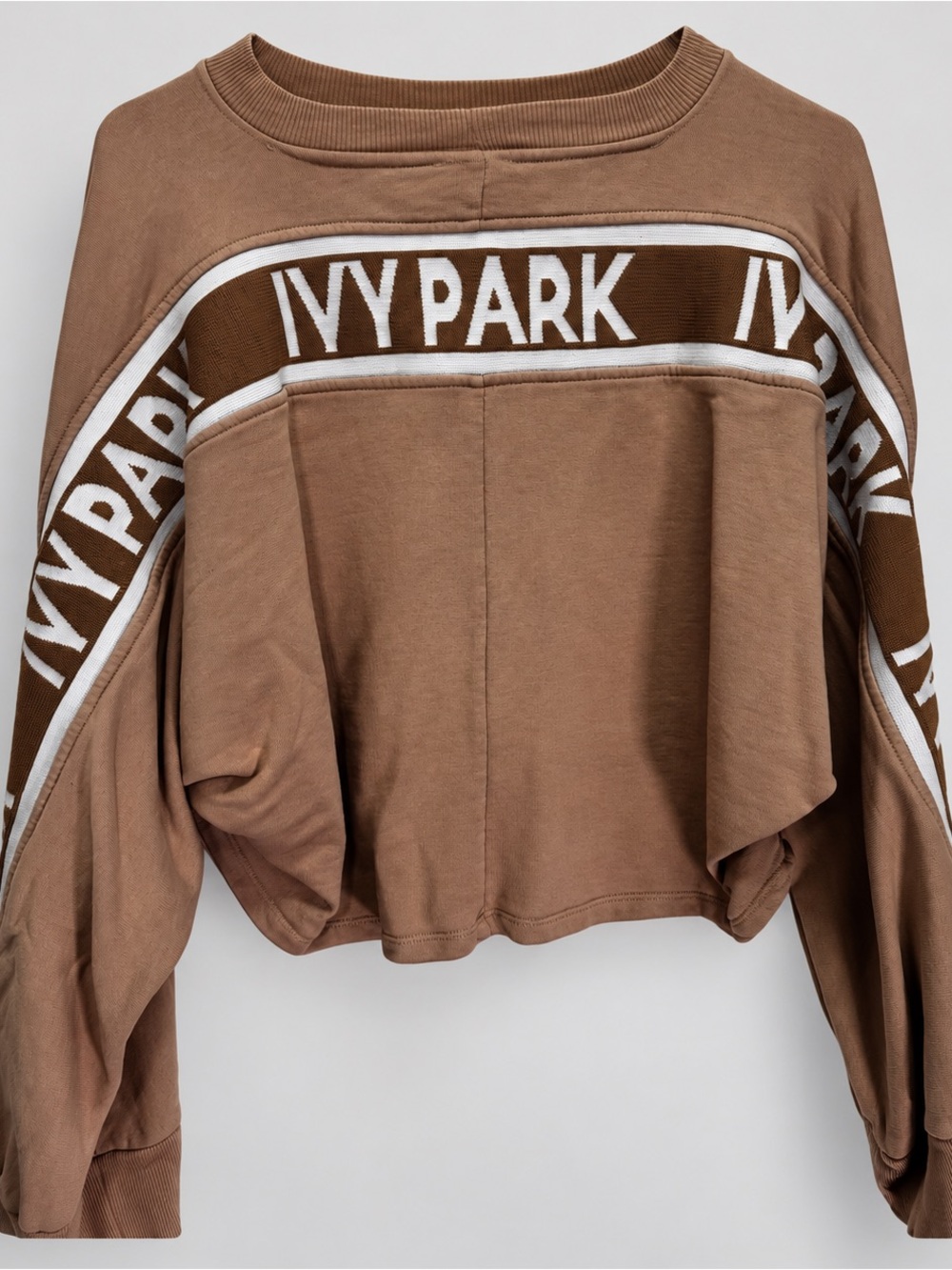 IVY PARK Brown Cropped Logo Sweatshirt with White Trim